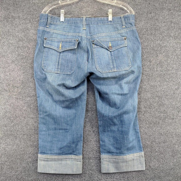 The Limited Women's Drew Straight Capri Jeans Blue 10 Stone Wash Flap Pockets - Picture 5 of 11